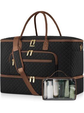 Spacious Weekender Duffle Bag with Shoe Compartment & Toiletry Bag - Travel